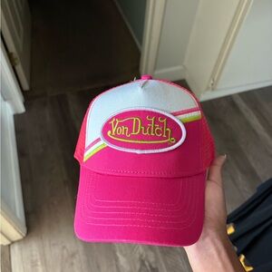 Von Dutch Pink and White Trucker Hat